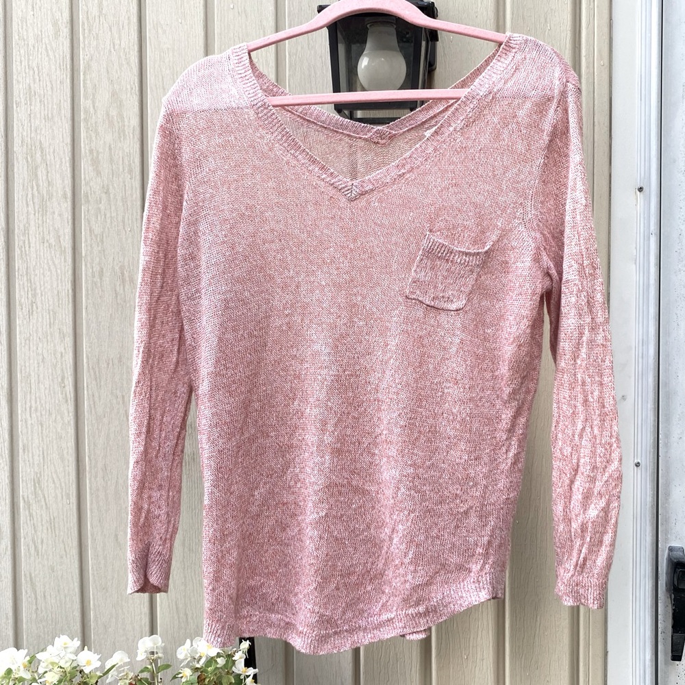 Pink Long Sleeve Pocket Tee | Designer Brand Lou & Grey LOFT | Women’s | Linen